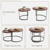 YARDSIGHT Nesting Coffee Tables Set ¨C Round Wood Finish Accent Tables with Sturdy Metal Frame for Living Room or Lounge - 4 of 4