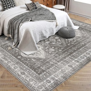 8x10 Area Rugs - Ultra-Thin Washable Rug with Non-Slip Backing, Ideal for Living Room, Bedroom, Kitchen Floor Carpet - Modern Abstract Style - 1 of 4