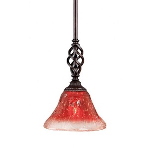 Toltec Lighting Elegante 1 - Light Pendant in  Dark Granite with 7" Raspberry Crystal Shade - 1 of 1