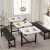 Dining Table Set for 4-6,63" Extendable Kitchen Table & Bench,Metal Frame Rectangle Table Set with 2 Upholstered Benches for Dining Room,Apartment - 2 of 4