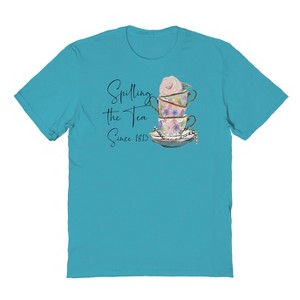 Rerun Island Women's Spilling The Tea Since 1813 Short Sleeve Oversized Graphic Cotton T-Shirt - 1 of 3
