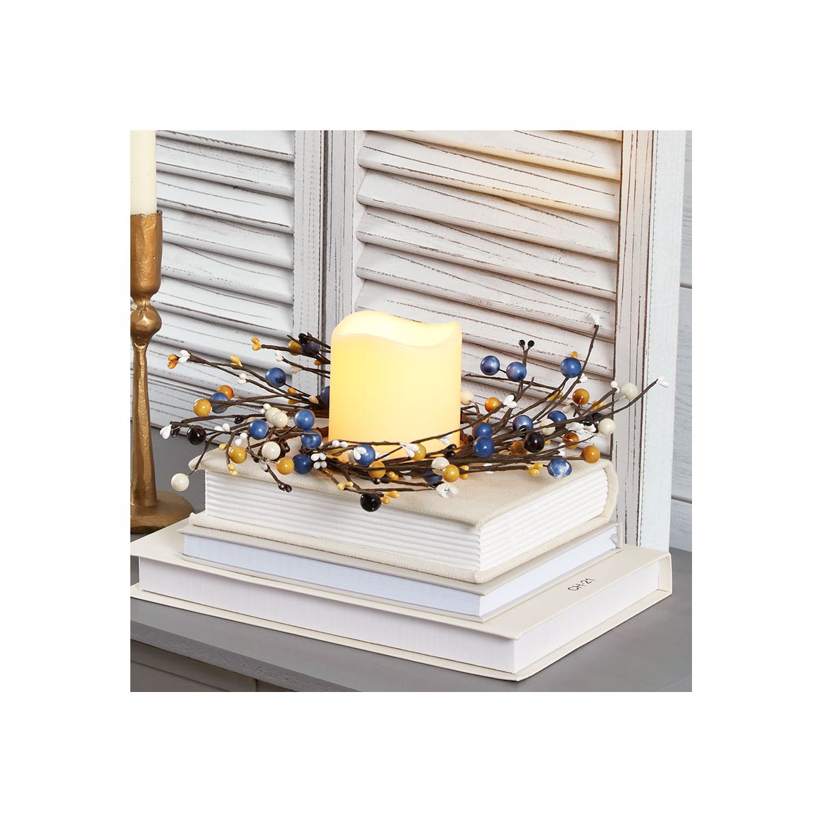 The Lakeside Collection Colorful Country Berry Wreath, Garland or LED Candle - - thumbnail 4