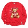 Valentine Teddy Bear Beanie - Women's Garment Dyed Long Sleeve Graphic T-Shirt - 2 of 4