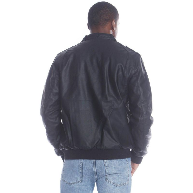 Members Only Men's Faux Leather Iconic Racer Jacket, 4 of 7