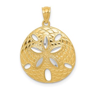 Black Bow Jewelry 14k Yellow Gold and White Rhodium Sand Dollar Pendant, 15mm or 19mm - 1 of 4