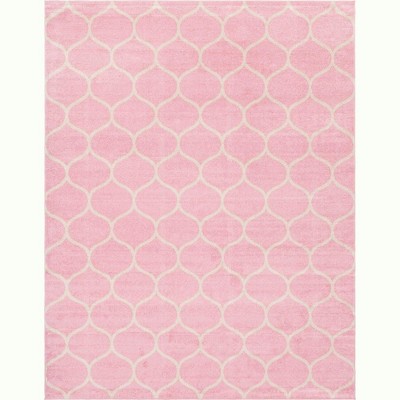 Pink Rectangular Stain-Resistant Synthetic Area Rug