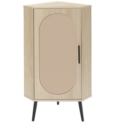 39 In. Corner cabinet ,Rattan door,Freestanding Corner Tables For Small Spaces