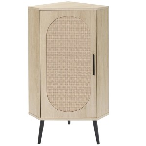 39 In. Corner cabinet ,Rattan door,Freestanding Corner Tables For Small Spaces - 1 of 4