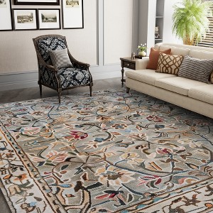 Maxax Non-Slip Machine Washable Green Yellow Cream Farmhouse Area Rug For Living Room, Hallway Runner, Entryway Rug - 1 of 4