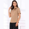 INSPIRE CHIC Women's Bow Tie Neck Solid Color Elastic Cuffs Elegant Office Short Sleeve Blouse - 3 of 4