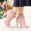 Allegra K Women's Lace Up Round Toe Platform Block Heels Ankle Boots - 2 of 4