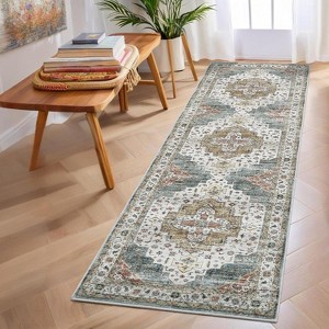 Bedroom Printed Area Rug Soft Bordered Thin  Carpet - 1 of 4