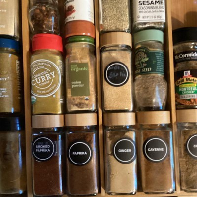 Spice Jars with Labels & 3mm Thick Glass – Airtight Spice Containers for Herbs & Seasonings – Seasoning Organizer - Glass Containers with Bamboo