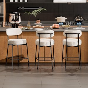 DYHOME Bar Stools Set of 3, 24 Inches Counter Height Kitchen Bar Stools with Back, Modern Metal Tall Bar Stools for Kitchen Island - 1 of 4
