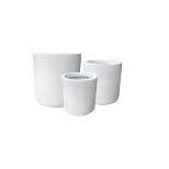 Set of 3 Modern Cylindrical Lightweight Concrete Outdoor Planters Pure White - Rosemead Home & Garden, Inc.