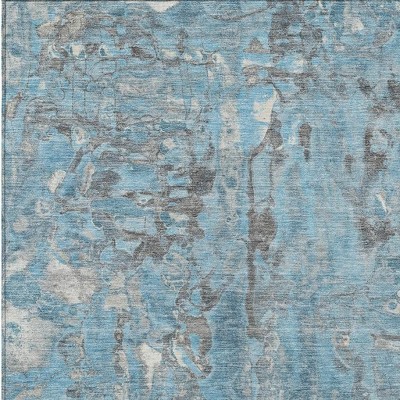 HomeRoots 8' X 10' Denim Blue And Gray Abstract Washable Indoor Outdoor Area Rug
