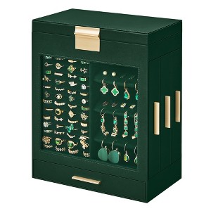 SONGMICS Jewelry Box with Glass Window 5-Layer Jewelry Storage Organizer with 3 Side Drawers - 1 of 4
