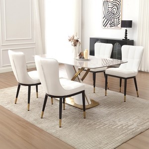 Bekrvio High-Back Faux Leather Dining Chairs Set of 4 - Modern Sturdy, Upholstered with Deep Sponge Seat, Metal Legs for Kitchen/Dining/Living Room - 1 of 4