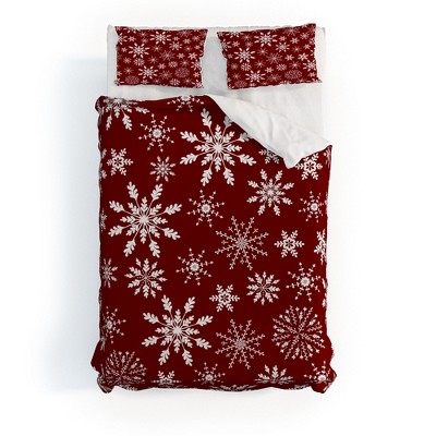 Iveta Abolina Silent Night Red Duvet Cover + Pillow Sham(s) - Deny Designs