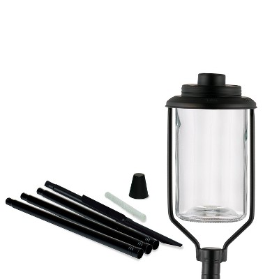 TIKI 65-Inch Black and Clear Glass Outdoor Torch