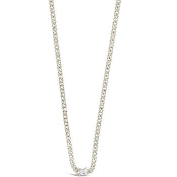 SHINE by Sterling Forever Curb Chain Necklace with Stationed CZ