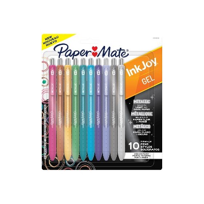 Paper Mate Inkjoy Retractable Gel Pen Medium Point 0.8mm  Assorted Metallic Ink 10/Pack (2208638)