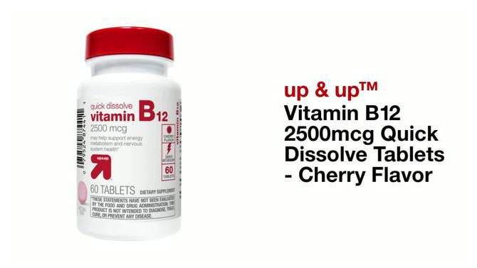 Vitamin B12 2500mcg Quick Dissolve Tablets - Cherry Flavor - up & up™, 2 of 5, play video