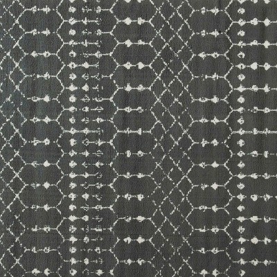 Dark Gray and Ivory Geometric 5' x 7' Synthetic Rug