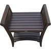 HomeRoots Rectangular Teak Shower Bench With Shelf And Handles In Brown Finish - 3 of 4