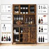 70'' Coffee Bar Cabinet - Farmhouse Wine Bar Cabinet with Storage Shelves 6-Bottle Wine Rack & 12 Stemware Slots Sliding Barn Doors Buffet Cabine - 3 of 4
