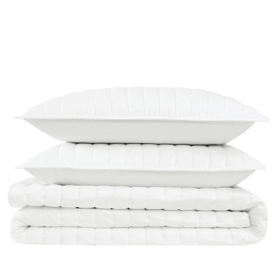White Full Cotton Quilt Set with Polyfill