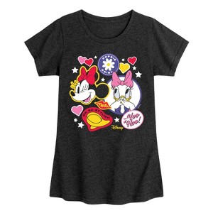 Girls' - Disney - Minnie And Daisy Sticker Look Fitted Short Sleeve Graphic T-Shirt - 1 of 4