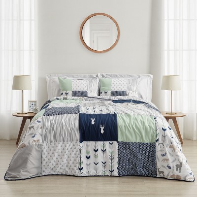 Sweet Jojo Designs Full/Queen Comforter Bedding Set Woodsy Blue, Green and Grey 3 pc — фото 2