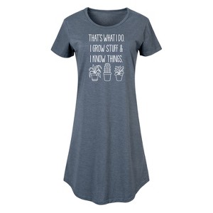 Women's - Instant Message - I Grow Stuff And Know Things Graphic T-shirt Dress - 1 of 4