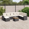 vidaXL Patio Sofa Set with Cushions Outdoor Furniture 9 Piece Poly Rattan - Black and Cream without Storage - 2 of 4