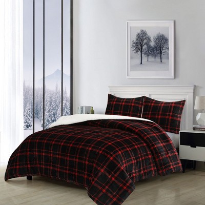 Swift Home | Reversible Flannel & Faux Shearling 3-Piece Down Alternative Comforter Set