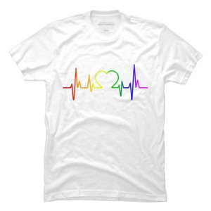 Adult Design By Humans Pride Heartbeat Rainbow By LuckyCharm99 T-Shirt - 1 of 2
