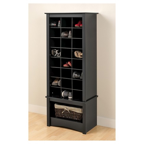 tall shoe cubbie cabinet black - prepac