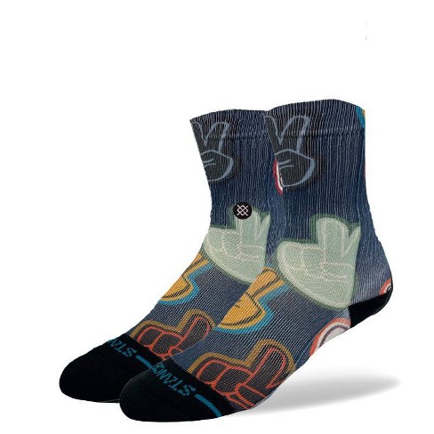 Stance X Wade Kids' 'Peace Patch Blue' Crew Socks - Black L - image 1 of 4