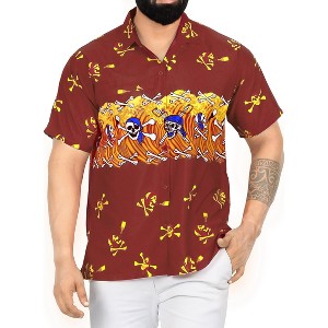 LA LEELA Men's Pirates Hawaiian Shirts Short Sleeve Button Down Shirt Mens Hawaii Shirts Vacation Summer Beach Shirts for Men Funny - 1 of 4
