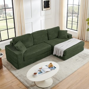 VASIP Left Seat L-Shaped Modular Sectional Sofa - Compressed Design, Unfolds into a Bed, Soft Corduroy,for Living Room, Bedroom,Apartment-Black - 1 of 4