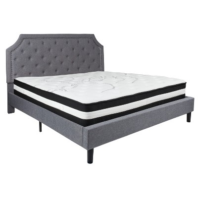 Merrick Lane Upholstered Platform Bed With Button Tufted Headboard : Target