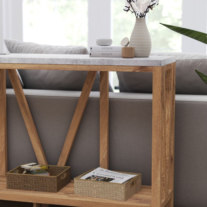 Merrick Lane Modern Farmhouse Engineered Wood Sofa Table with Wood Bracing and Lower Shelf, 6 of 12