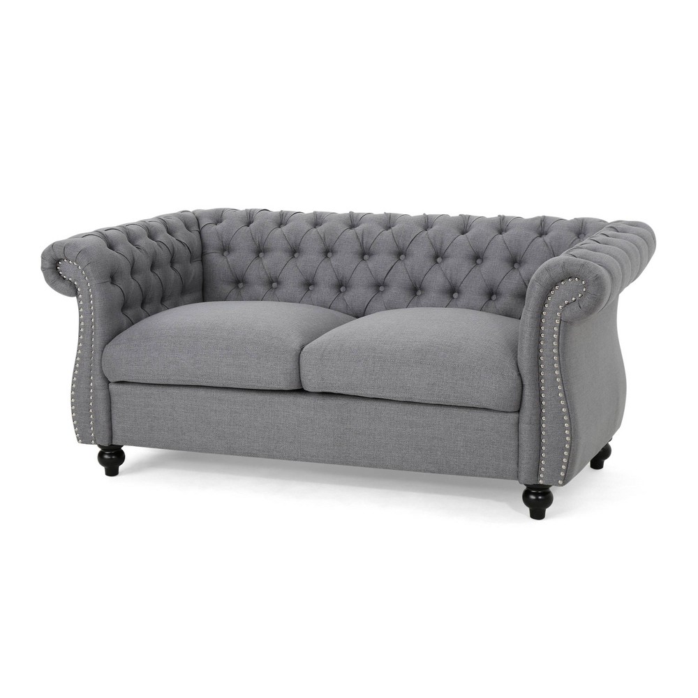 Somerville Traditional Chesterfield Loveseat Dark Gray - Christopher Knight Home