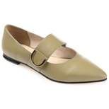 Journee Signature Womens Genuine Leather Emerence Loafer Pointed Toe Slip On Flats