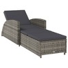 vidaXL Sun Lounger with Dark Gray Cushion Poly Rattan Gray - 2 of 4