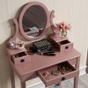 YONWAY Makeup Vanity Table and Stool Set with Adjustable Mirror and Three Storage Drawers for Bedroom,Ideal for Jewelry and Cosmetics Storage - 3 of 4