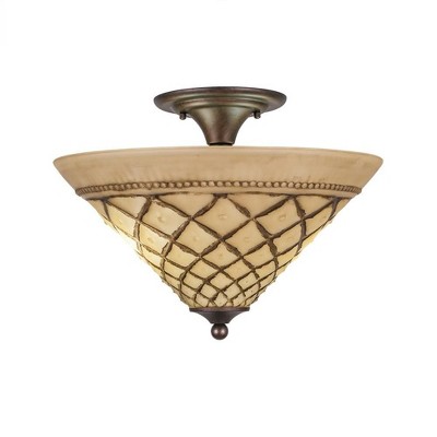 Toltec Lighting Any 2 - Light Flush Mount in  Bronze with 16" Chocolate Icing Shade