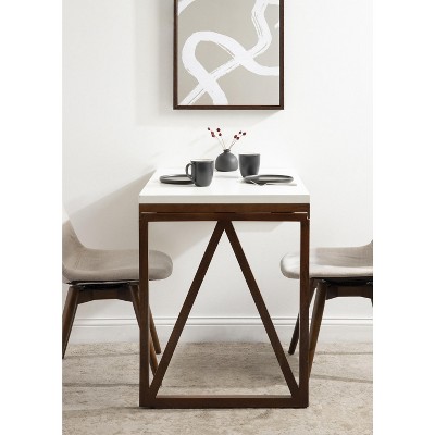 White and Walnut Wall-Mounted Folding Dining Table