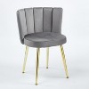 Grey 2-piece set of modern dining chairs with comfortable velvet backrests - 2 of 4